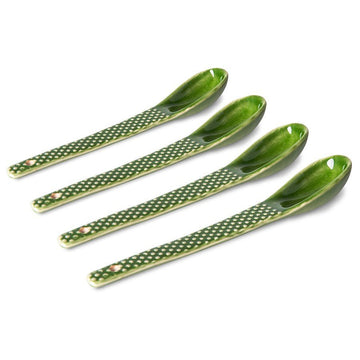 The Emeralds Ceramic Spoon Textured, Green (Set of 4) - House of Orange