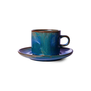 Chef ceramics: cup and saucer, rustic blue (220ml) - House of Orange