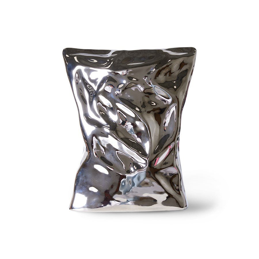 HK Objects: chrome wrinkled vase - House of Orange