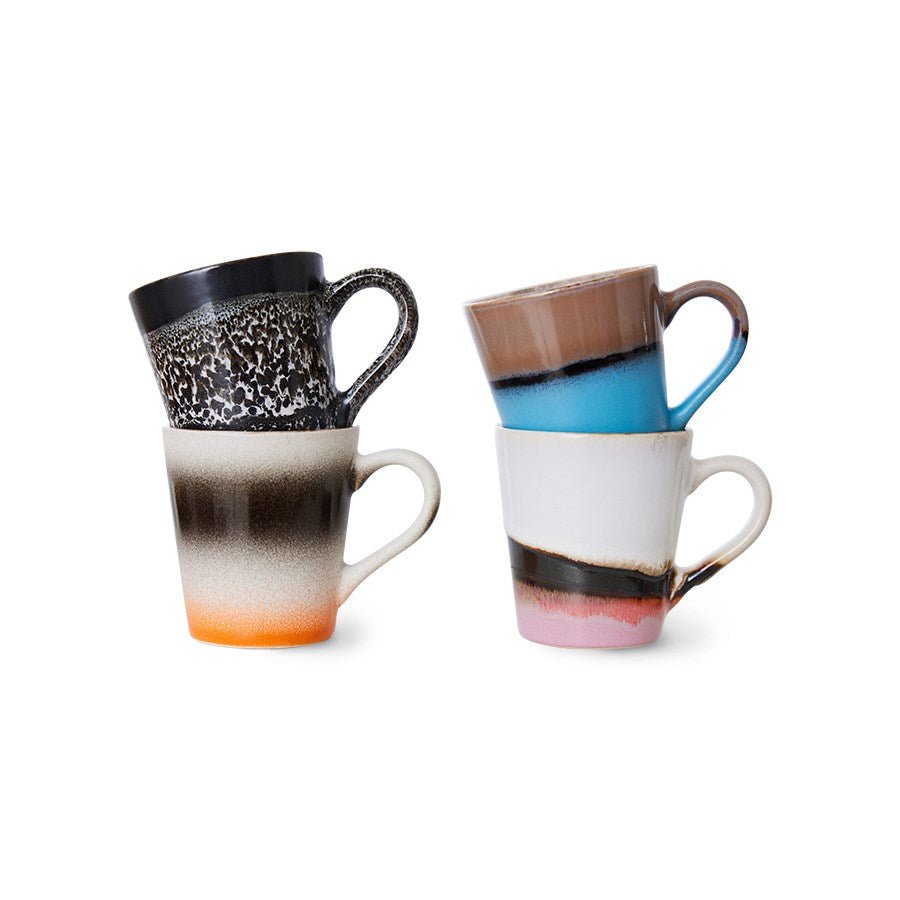 70'S Ceramics: Espresso Mugs, Funky (Set of 4) - House of Orange