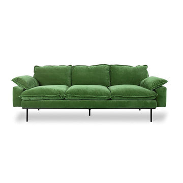 Retro Couch: 3 Seats, Royal Velvet, Green - House of Orange