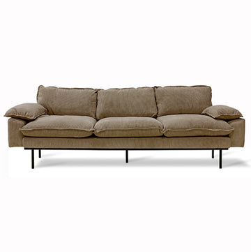 Retro Couch: 4 Seats, Corduroy Rib, Brown - House of Orange