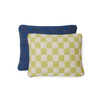 Checkered woven cushion green/blue (38x48) - House of Orange