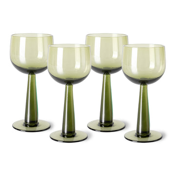 The Emeralds Wine Glass Tall Olive Green (Set of 4)