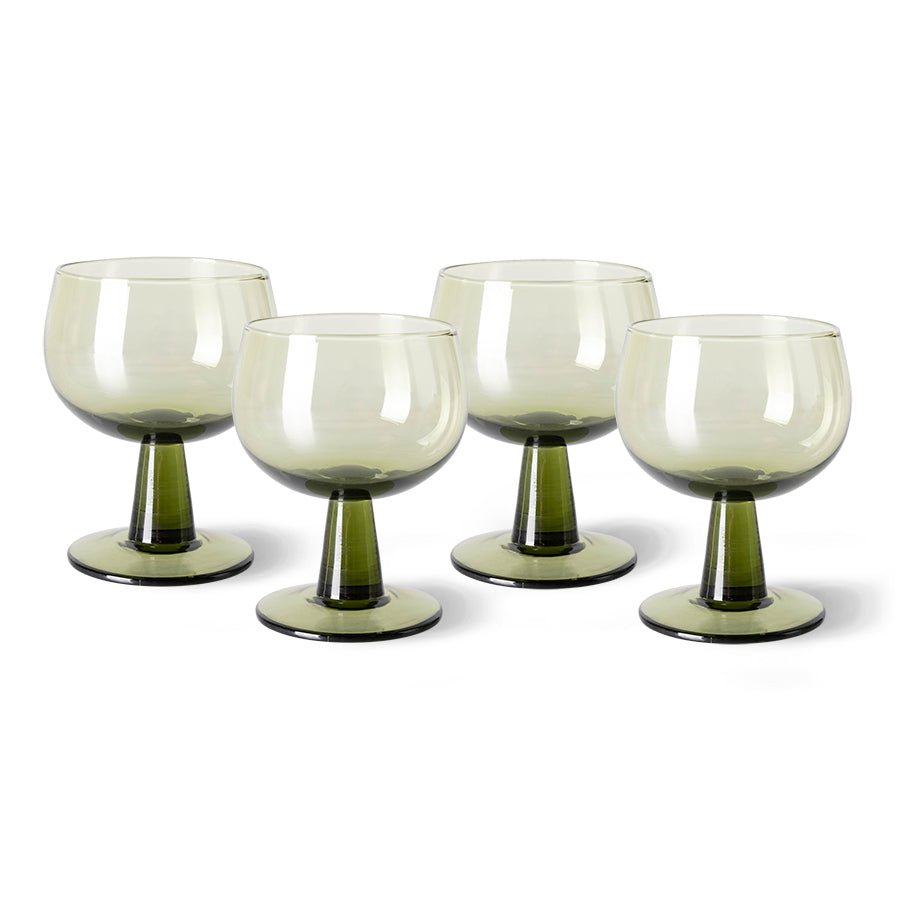 The Emeralds Wine Glass Low Olive Green (Set of 4) - House of Orange