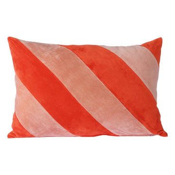 Striped Velvet Cushion, Red/Pink - House of Orange