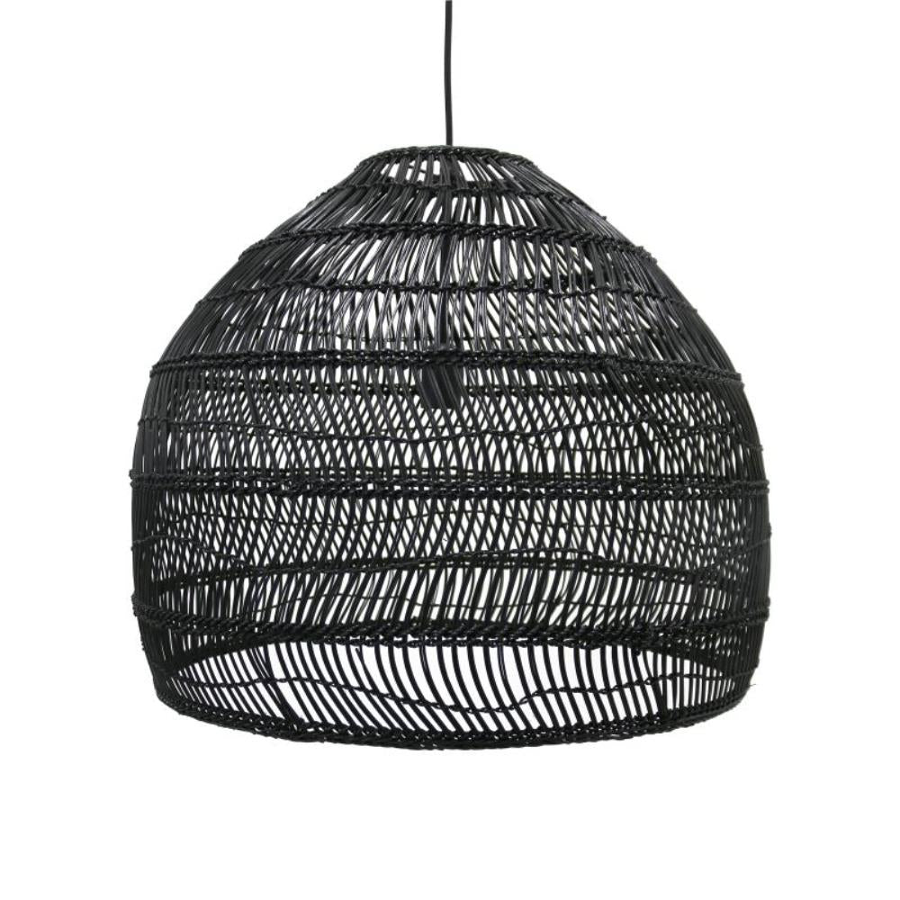 Wicker Ball Lamp Medium Black - House of Orange